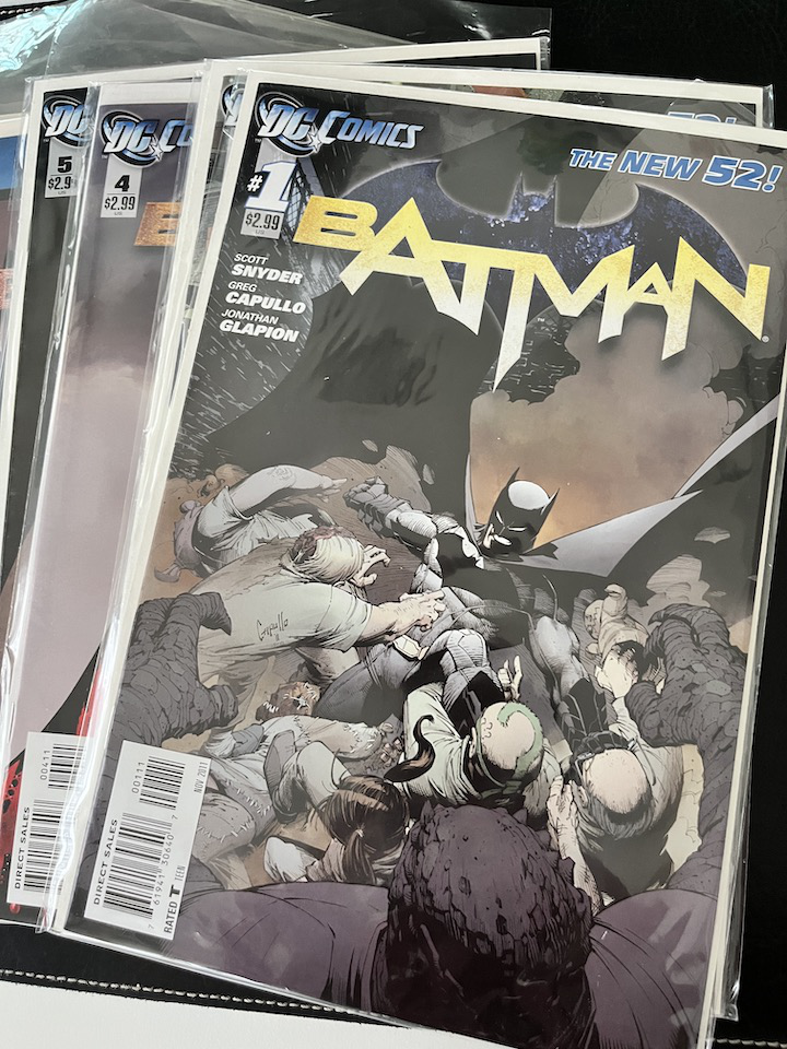 The cover of Batman No. 1 from the New 52 relaunch, featuring art from Greg Capullo.